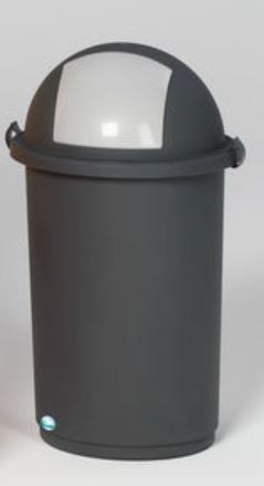 VAR Kunststoff-Abfallbehälter mit Einwurfkappe, 50L, grau/anthrazit